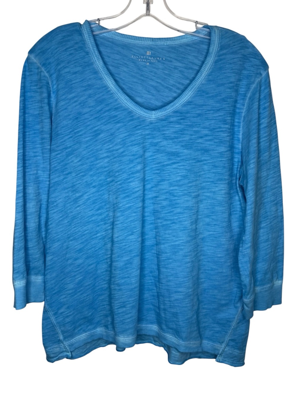 Elliott Lauren NWT Women's Blue 3/4 Sleeve V-Neck Top Medium
